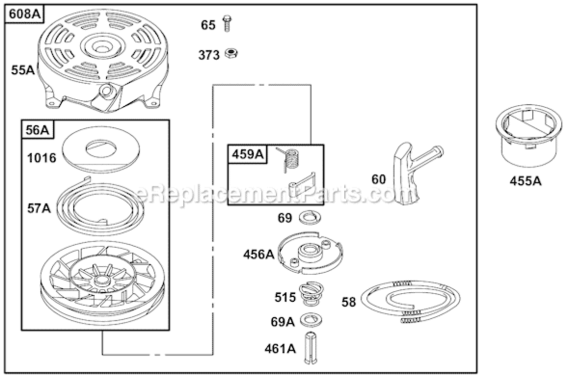 Page I Diagram and Parts List for 12A800 0100, 0413, 0414, 0508, 0511, 0512, 0513, 0514, 0600, 0611, 061 Briggs and Stratton Engine